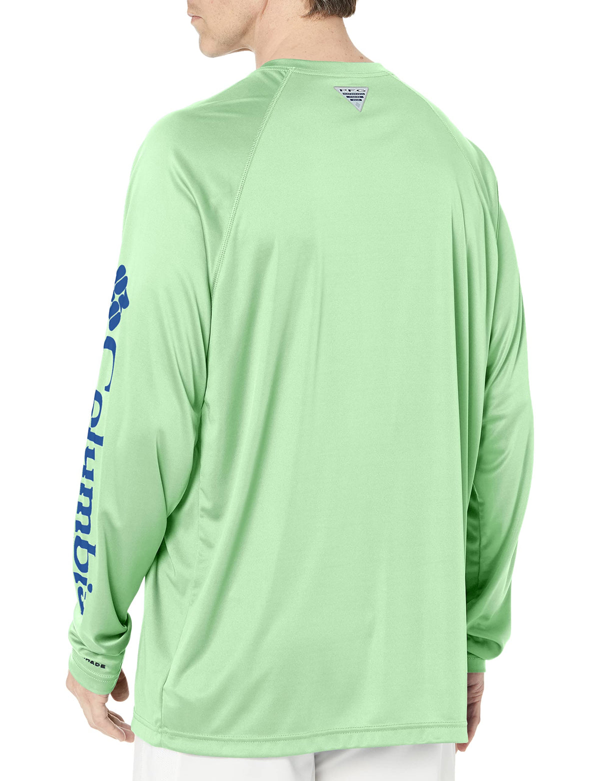 Columbia Men's PFG Terminal Tackle Long Sleeve Fishing Shirt, Key West/Vivid Blue Logo, 3X Tall