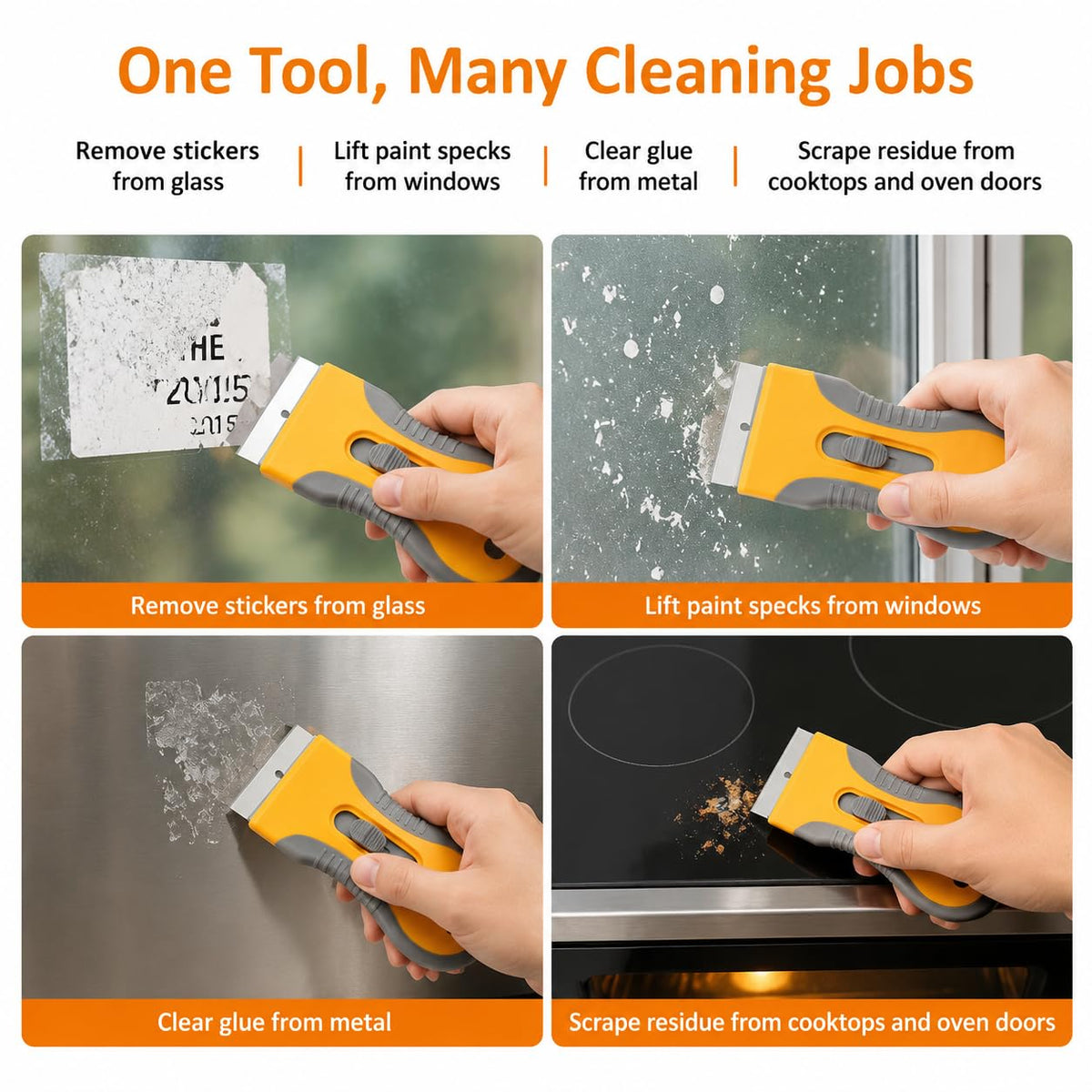 Razor Blade Scraper Set, 2 Safety-Lock Handles + 20 Steel Blades
