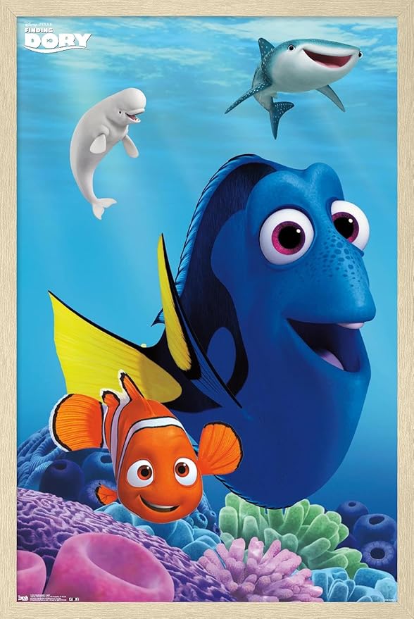 Trends International Disney Pixar Finding Dory - Dory Wall Poster, 22.4L x 14.7W, Blonde Framed Version