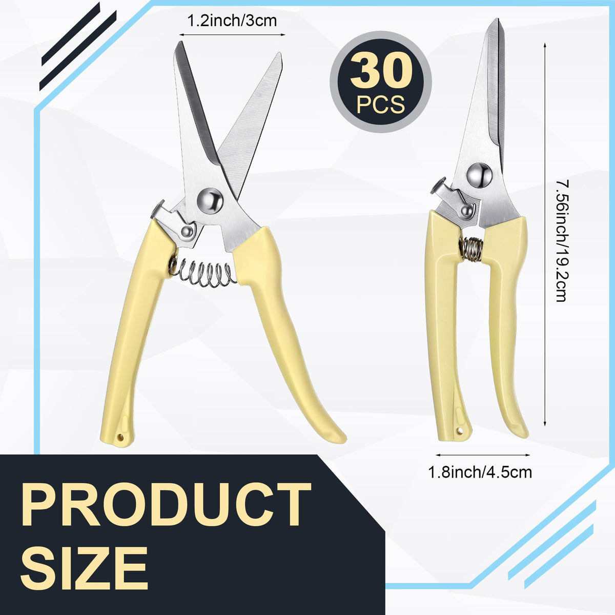 Chumia 30 Pcs Garden Shears Flower Pruning Scissors for Plants, Beige