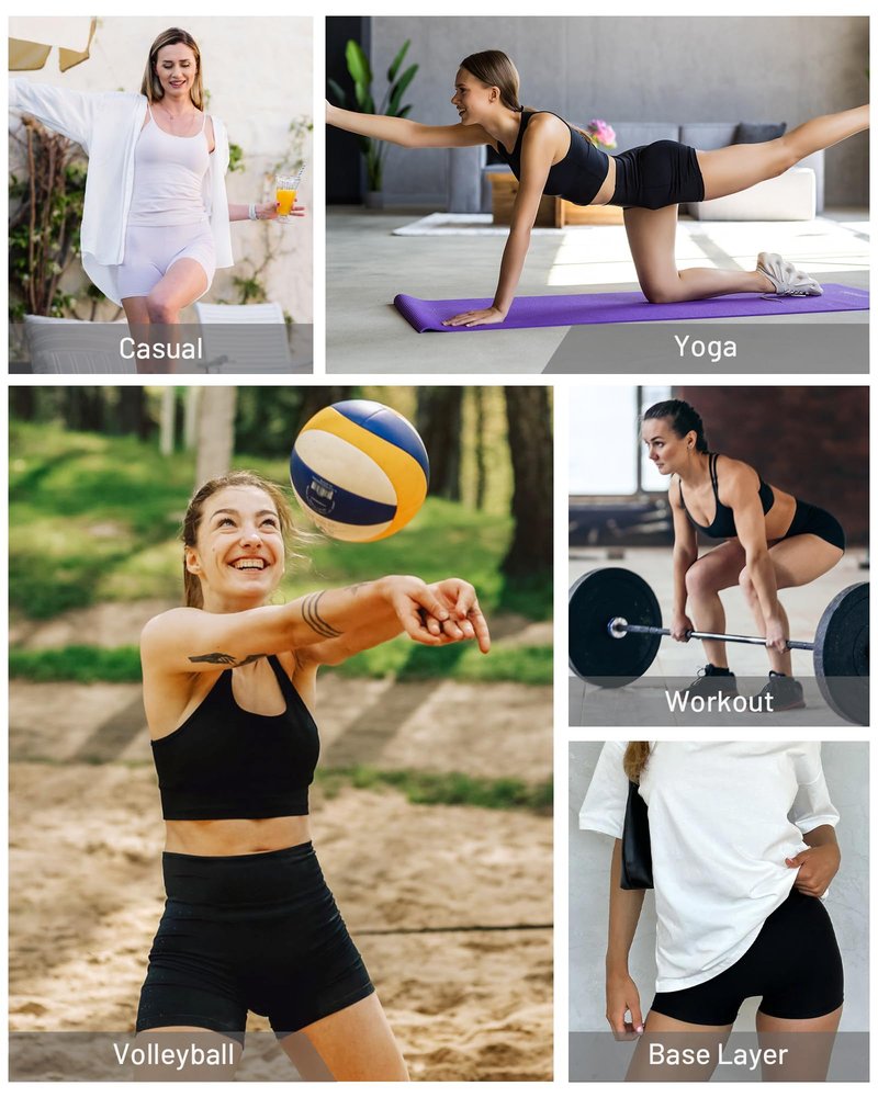 Moozava Womens Spandex Shorts Volleyball Biker Yoga Workout Gym Running Athletic Cheer Booty No Front Seam Compression with Pockets 3" Black S