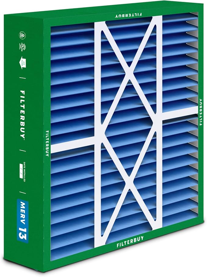 Filterbuy 20x22x5 Air Filter MERV 13 Optimal Smoke & Allergy Defense, Pleated