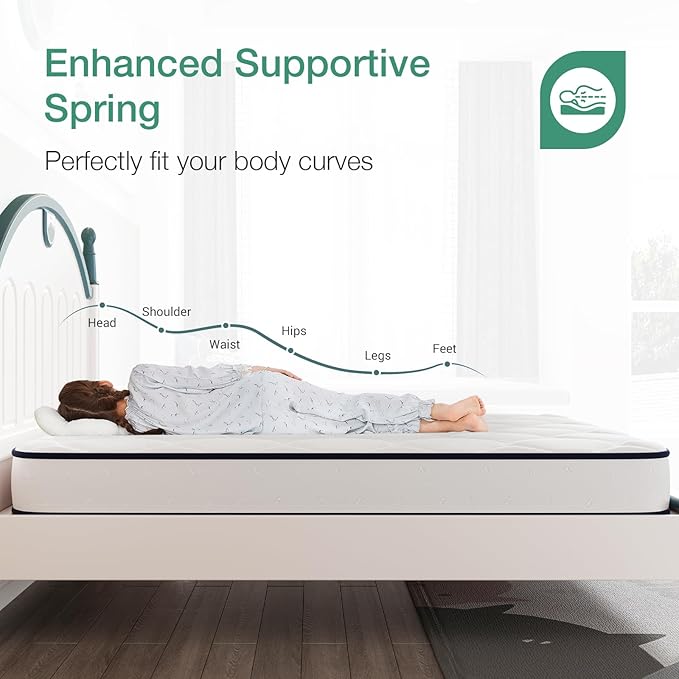 Novilla 6 Inch Twin Mattress,Bonnell Spring Hybrid Mattresses for Spine Support & Cooling Comfort - Twin Bed Mattress,Adaptive Foam Layer with Medium Firm- CertiPUR-US Certified for Youth/Guest Rooms