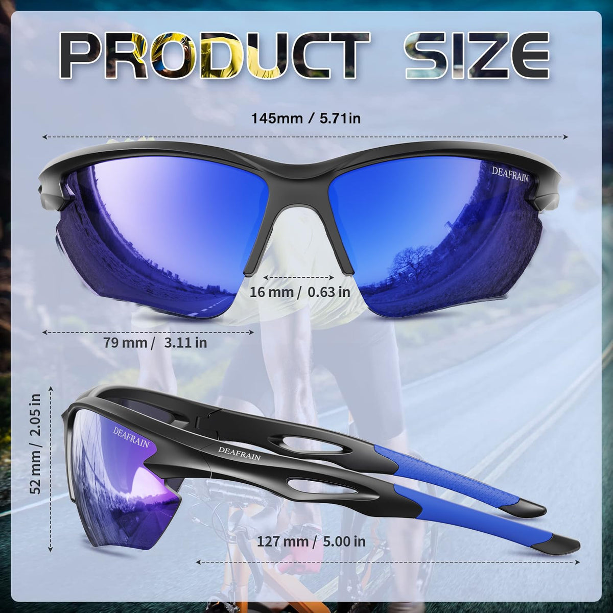 DEAFRAIN Polarized Sports Sunglasses for Men Women Cycling Running Fishing Driving Baseball Athletic Glasses UV Protection