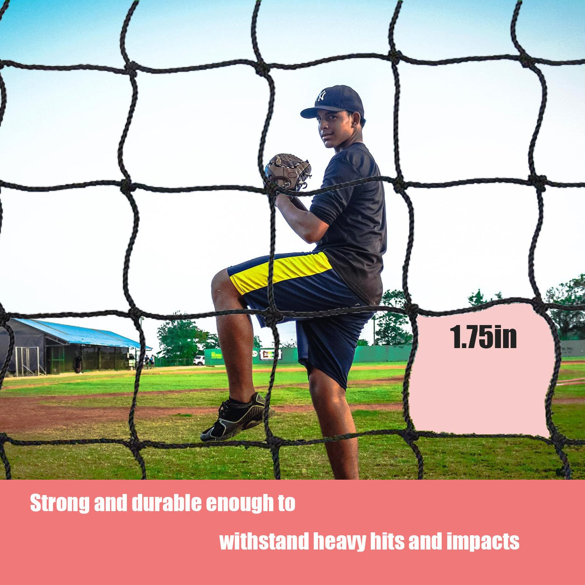 Surecha Batting Cage Net Repair Kit 6' x 7' Baseball Softball Backstop Nets #42 HDPE (60PLY) Heavy Duty with Twine &Zip Ties for Baseball Batting Cage Netting