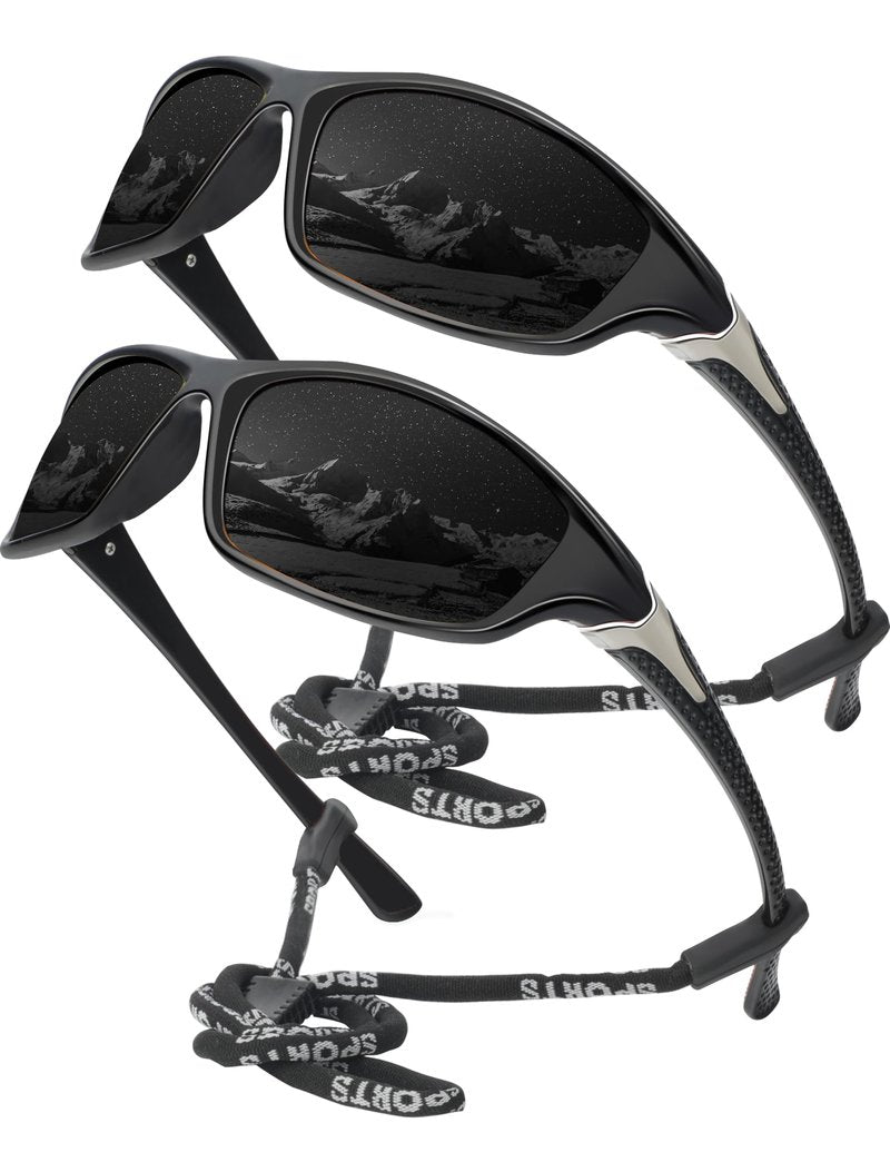 KALIYADI 2 Pack Polarized Sunglasses-Men Sports Sun-glasses: Mens Sunglasses UV Protection for Fishing Driving Cycling