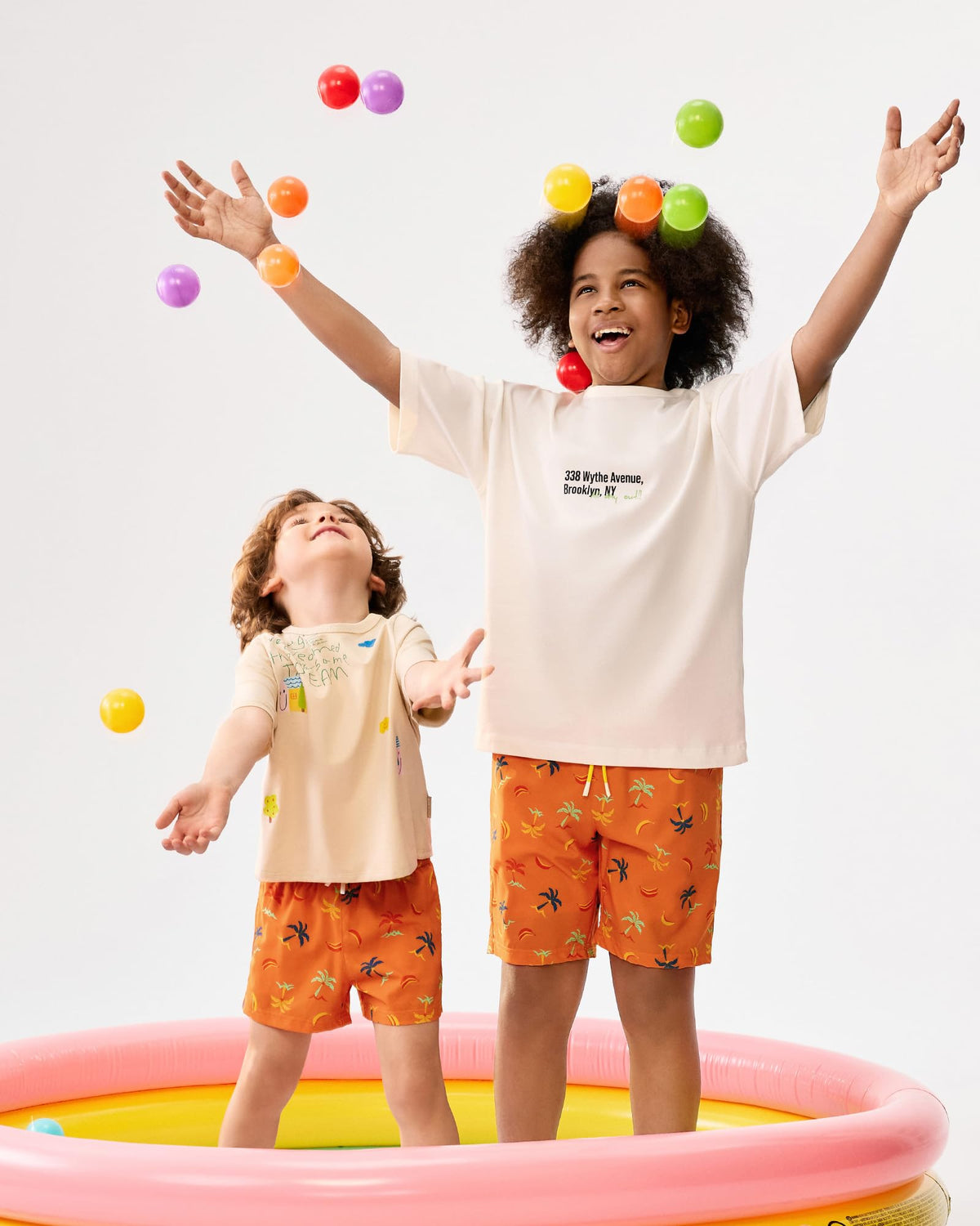 maamgic Boys Swim Trunks with Compression Liner 4-Way Stretch Quick Dry Swim Shorts Swimming Trunks Toddler Boy Coconut Orange 3T