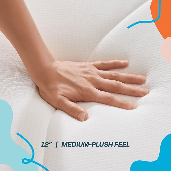 Linenspa 12 Inch Memory Foam and Spring Hybrid Mattress - Medium Plush Feel - Bed in a Box - Pressure Relief and Adaptive Support - Breathable - Cooling - Primary Bedroom - Queen Size