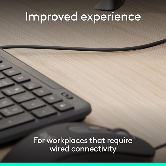 Logitech Signature Slim Wired Combo MK625 for Business, Optical Wired Mouse, Full-Size Keyboard, USB-C Plug-and-Play, Windows/Mac/Chrome/PC/laptops - Graphite