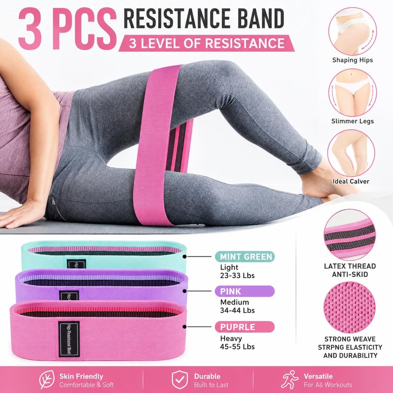 Barbell Pad Set, 10 Pcs Barbell Squat Pad for Hip Thrusts, Lunges, Leg Day with 2 Gym Ankle Straps, 3 Hip Resistance Bands, 2 Lifting Strap, Barbell Pad and Carry Bag