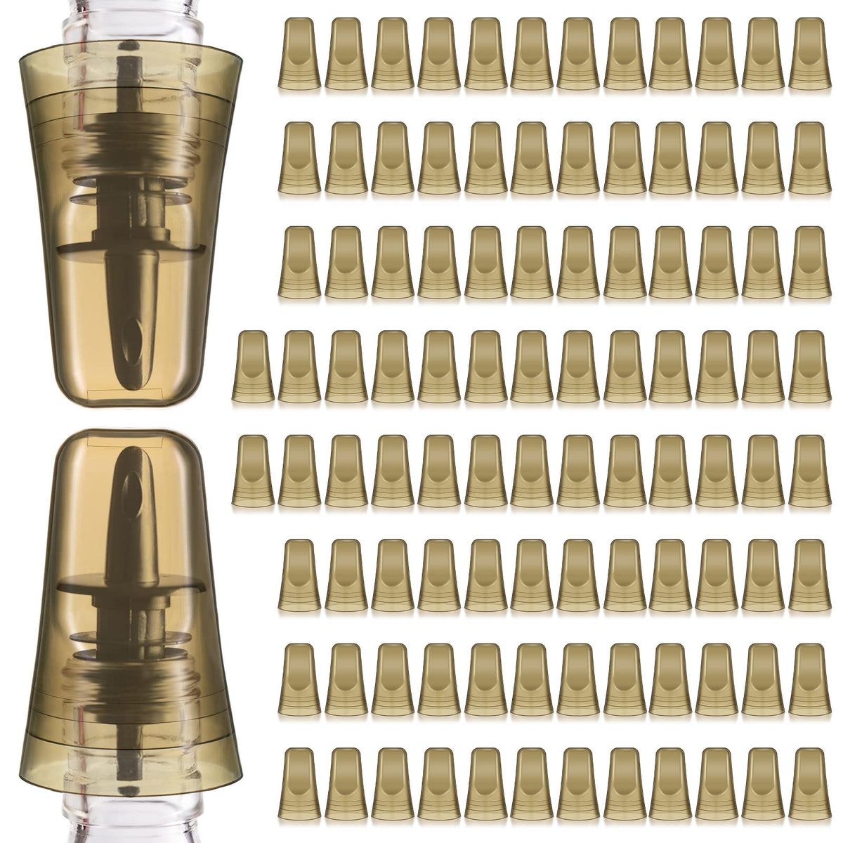 Chengu 24 Pieces Liquor Bottle Covers Pour Spout Covers Bar Toppers for Bottles Universal Pour Dispenser Dust Translucent Silicone Rubber Spout Caps for Bar Home Kitchen Tools Supplies (Black)
