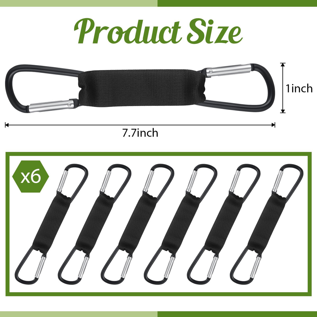 Hiboom 6 Pcs Fence Hooks for Baseball Bag Multifunctional Carabiner Hanging Backpack for Softball Tennis Outdoor Sport Water Cup (Black)