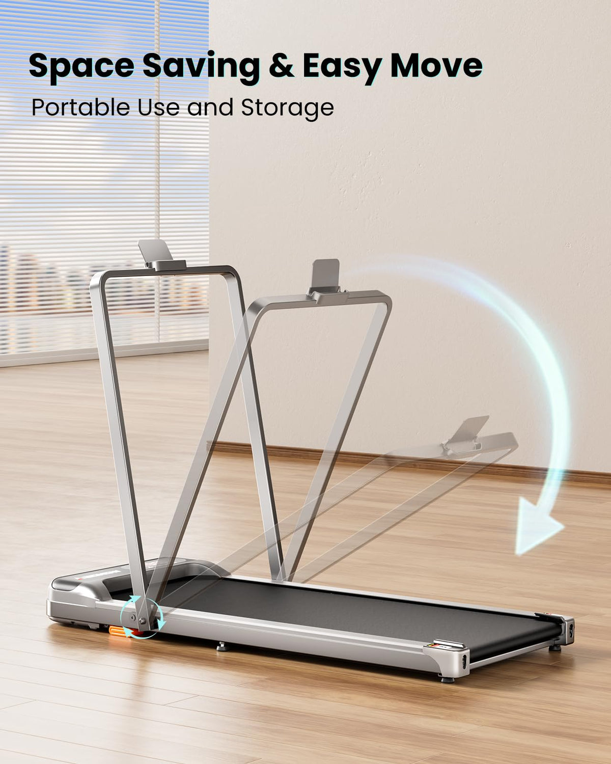 Abonow Walking Pad with Handle Bar - 2 in 1 Under Desk Treadmill, Sliver