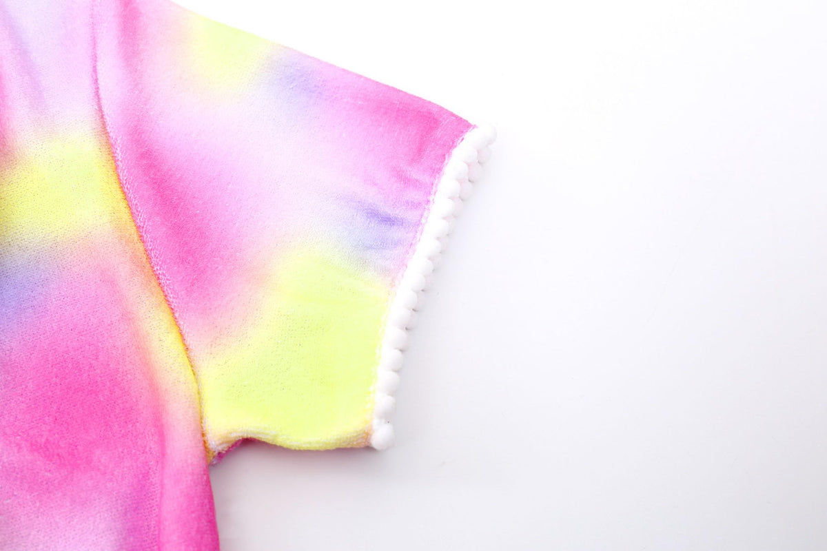 LUCKYGAL Tie Dye Girls Swimsuit Cover Up Kids Swim Coverup Terry Zip-Up Beach Pool Clothes,3t 4t