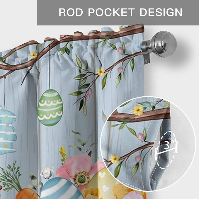 Easter Curtain Valances for Windows, Kitchen Valance Window Treatment, Spring