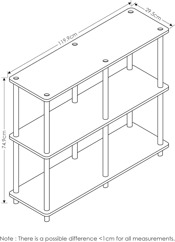 Furinno TURN-N-TUBE Storage Shelves, 3-Tier 47.4 Wide Book Shelf, Corner Shelf, Toolless Open Shelves, for Organization and Storage, Living Room, Garage, Home Office, French Oak