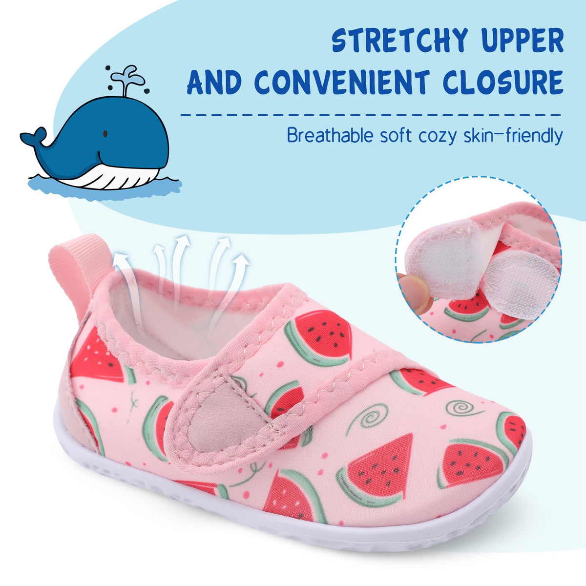 LeIsfIt Toddler Water Shoes Boys Girls Barefoot Aqua Socks Kids Breathable Quick-Dry Swim Shoes for Beach Pool Surf, Watermelon, 5 Toddler