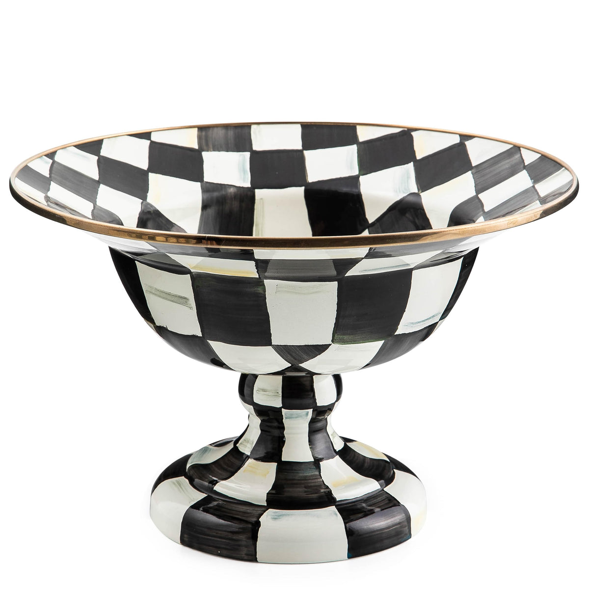 MACKENZIE-CHILDS Enamel Compote, Large, Pink-and-White Rosy Check