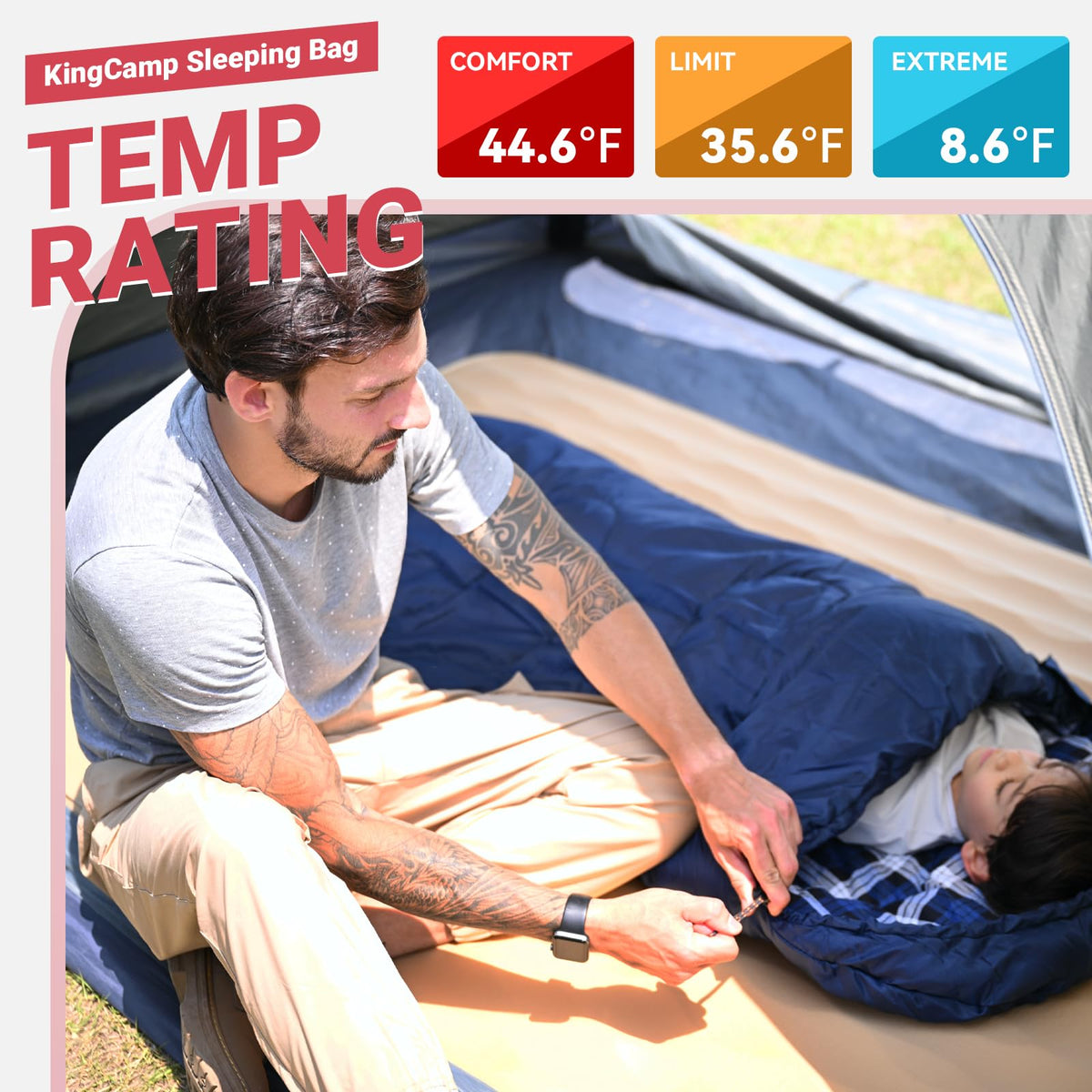 KingCamp 45°F Kids Sleeping Bag, Lightweight Waterproof & Compact Flannel Sleeping Bags Cold Weather & Warm Youth Essentials Gear Accessories for Camping, Fits 10-12 Children up to 4'7"-5'5" Tall
