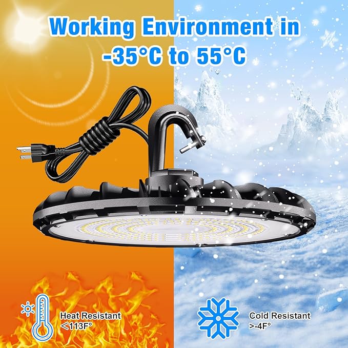 UFO LED High Bay Light, 100W High Bay LED Shop Lights for Warehouse Workshop, 11,000LM, 5000K Daylight, 10 Pack Highbay LED Shop Lights Plug & Play IP65 Waterproof, UL