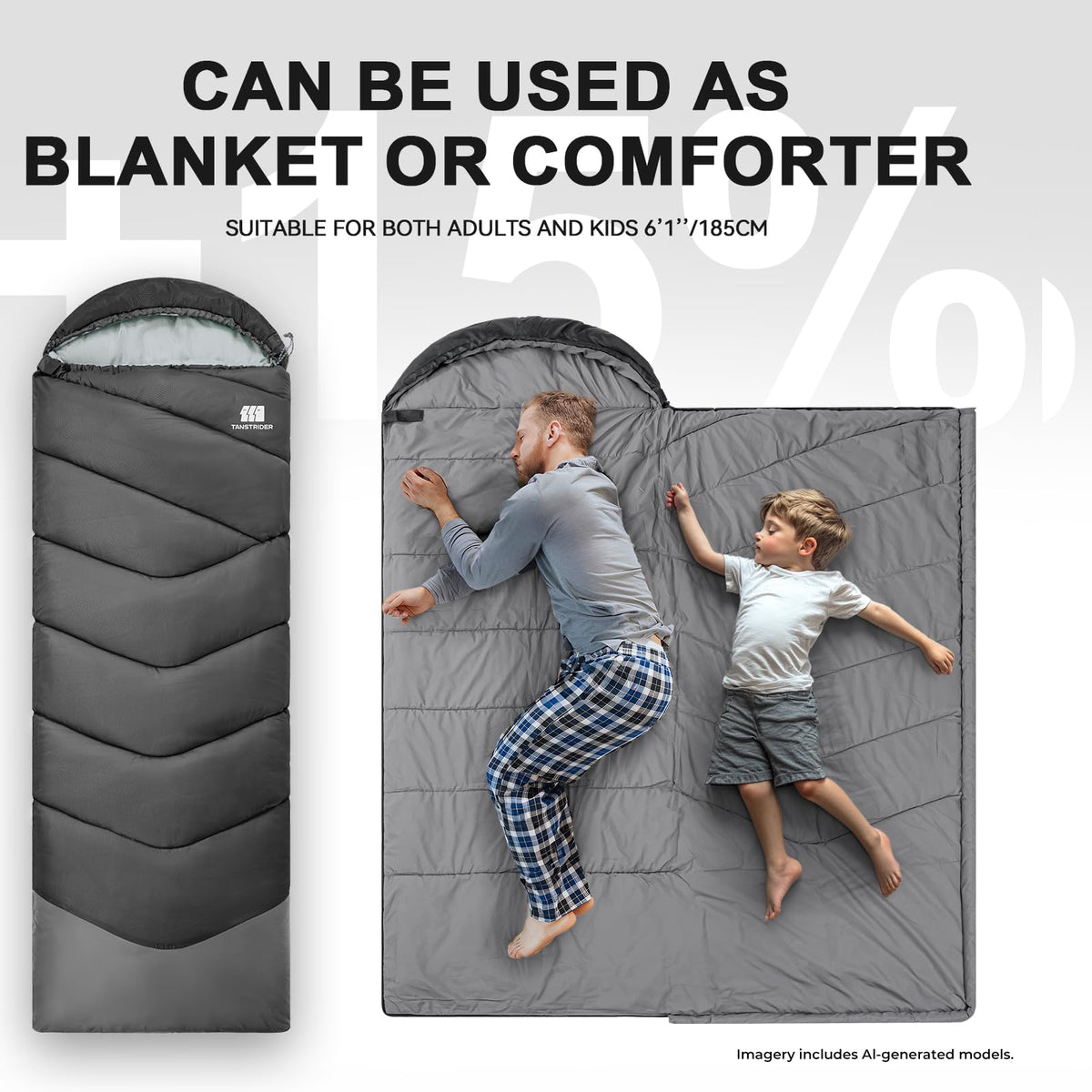 TANSTRIDER Sleeping Bags for Adults Cold Weather,3-4 Season 4lb Lightweight Sleeping Bag for Kids Girls Boys with Compression Sack,Camping Essentials Gear, Hiking,Travel,Backpacking,Outdoor & Indoor