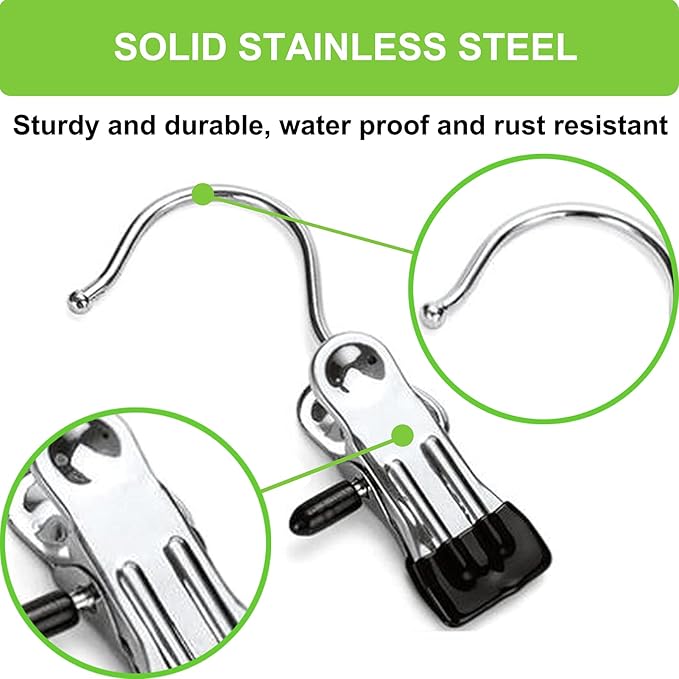 Laundry Hooks Hanging Clips Clothes Pins Closet Hanger Organizer Clamps Socks Towel Clips Heavy Duty Clothespins Bulk Hanger Clips for Closet Travel Pants Socks Handbags, 30 Pack