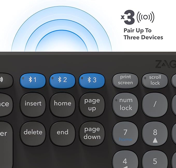 ZAGG Pro Keyboard 17 - Full-Size Wireless Charging Desktop Keyboard - Multi-Device Pairing - Compatible with Windows, macOS, iOS, Android, ChromeOS - Ergonomic Design for Efficient, Comfortable Typing