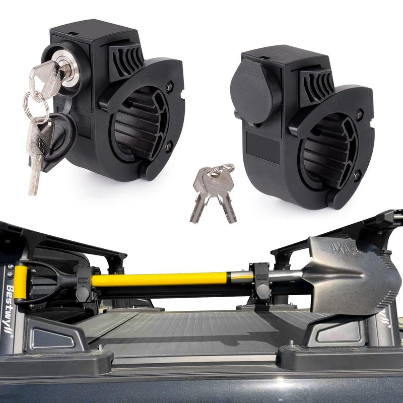 Shovel Holder Rubber Grip Mount Kit with lock Fits 0.79"-1.79" Diameter Tools Handles Quick-Release for Off-road Vehicle Roof Rack Molle Panels SUV Trucks UTV ATV M6 Nut