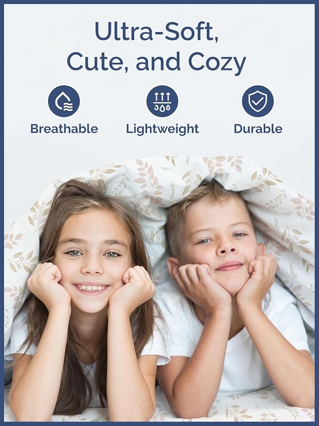 Kids Leaves Queen 4 Piece Sheet Set - Boys, Girls, Teens, Toddler - Easy Fit Deep Pockets - Breathable, Hotel Quality Bedding Sheets - Machine Washable - Wrinkle Free - Cute, Cozy, Soft - CGK Linens