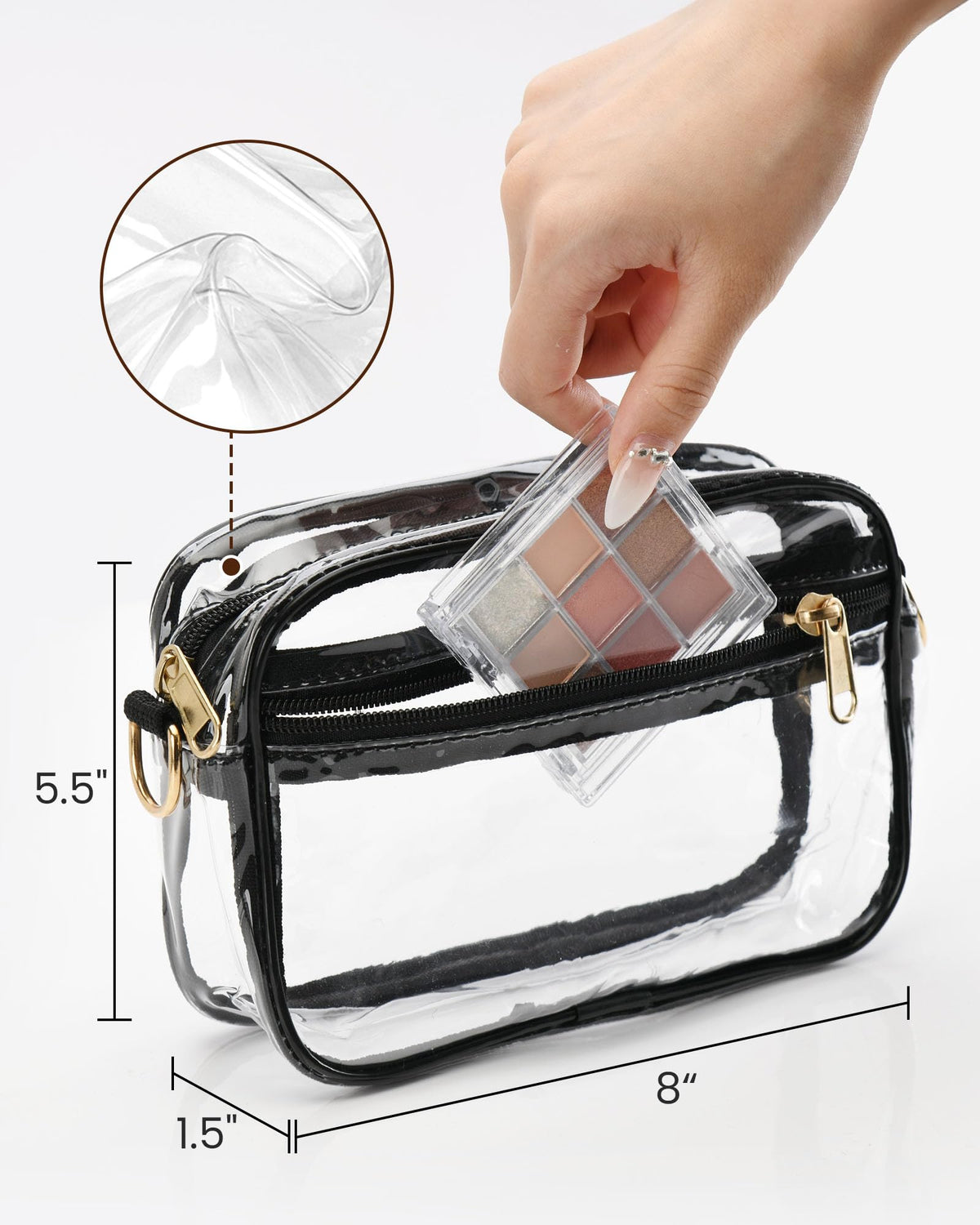 HULISEN Clear Crossbody Bag Stadium Approved, Clear Purses for Women Stadium Crossbody for Concert, Sport Events