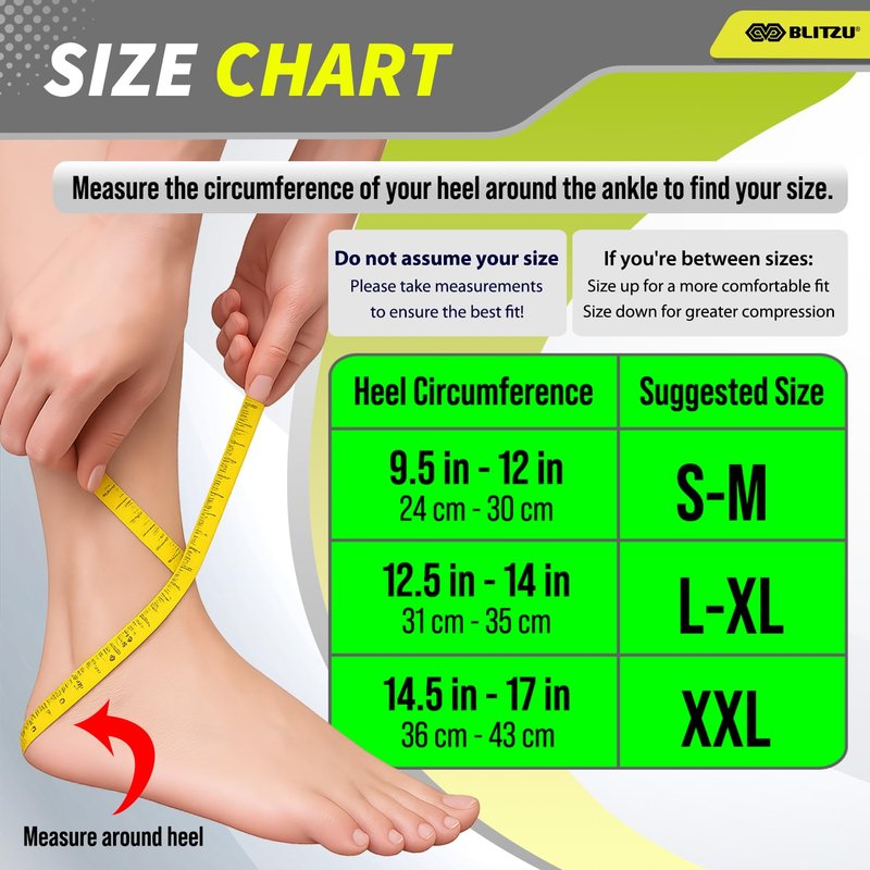 BLITZU Compression Socks for Plantar Fasciitis, Achilles Tendonitis, Arthritis Relief, Ankle Brace Compression Sleeve with Foot Arch Support, Ankle Wrap for Women, Men, Swelling & Heel Pain Blue S-M