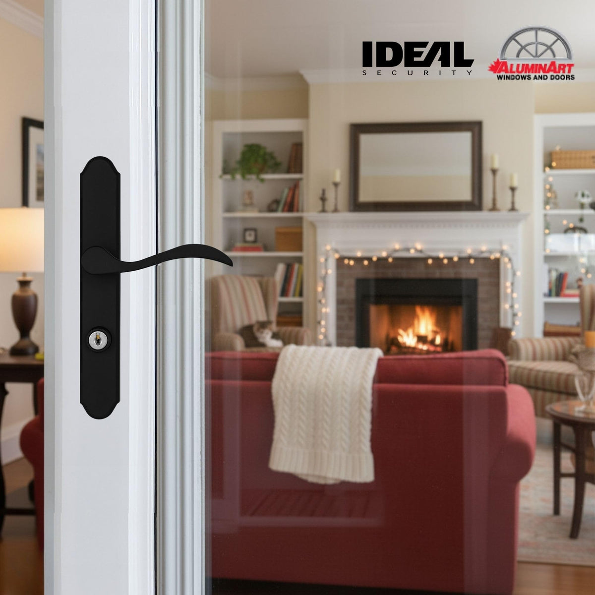 Ideal Security MCMB Curved Mortise Lock Set, Exclusive Replacement for AluminArt Storm Doors and Screen Doors, Adjustable 3/4" Backset, Matte Black