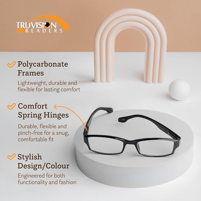 TruVision Readers Reading Glasses, Comfort Spring Hinges