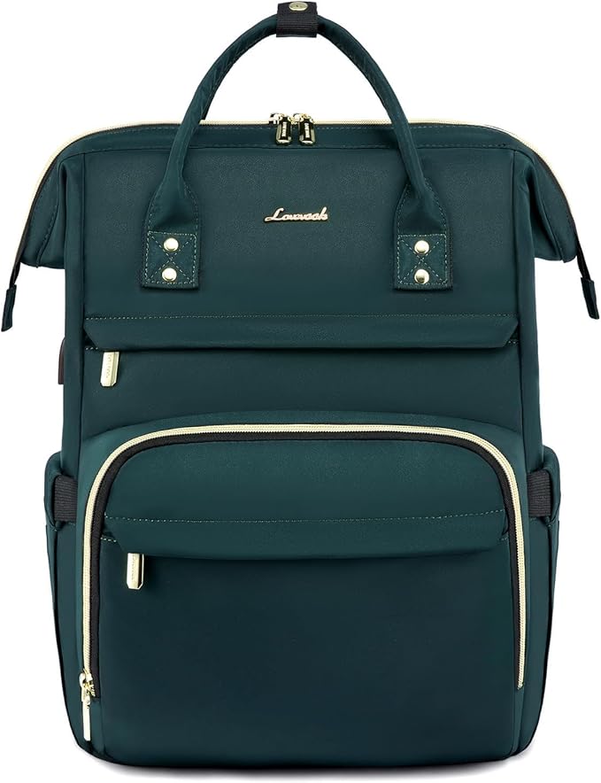 LOVEVOOK 17 inch Laptop Backpack Women, Large Travel Computer Back Pack with USB Charging Port, Anti Theft Backpack for Women Teacher Nurse Work, College Business, Dark Green