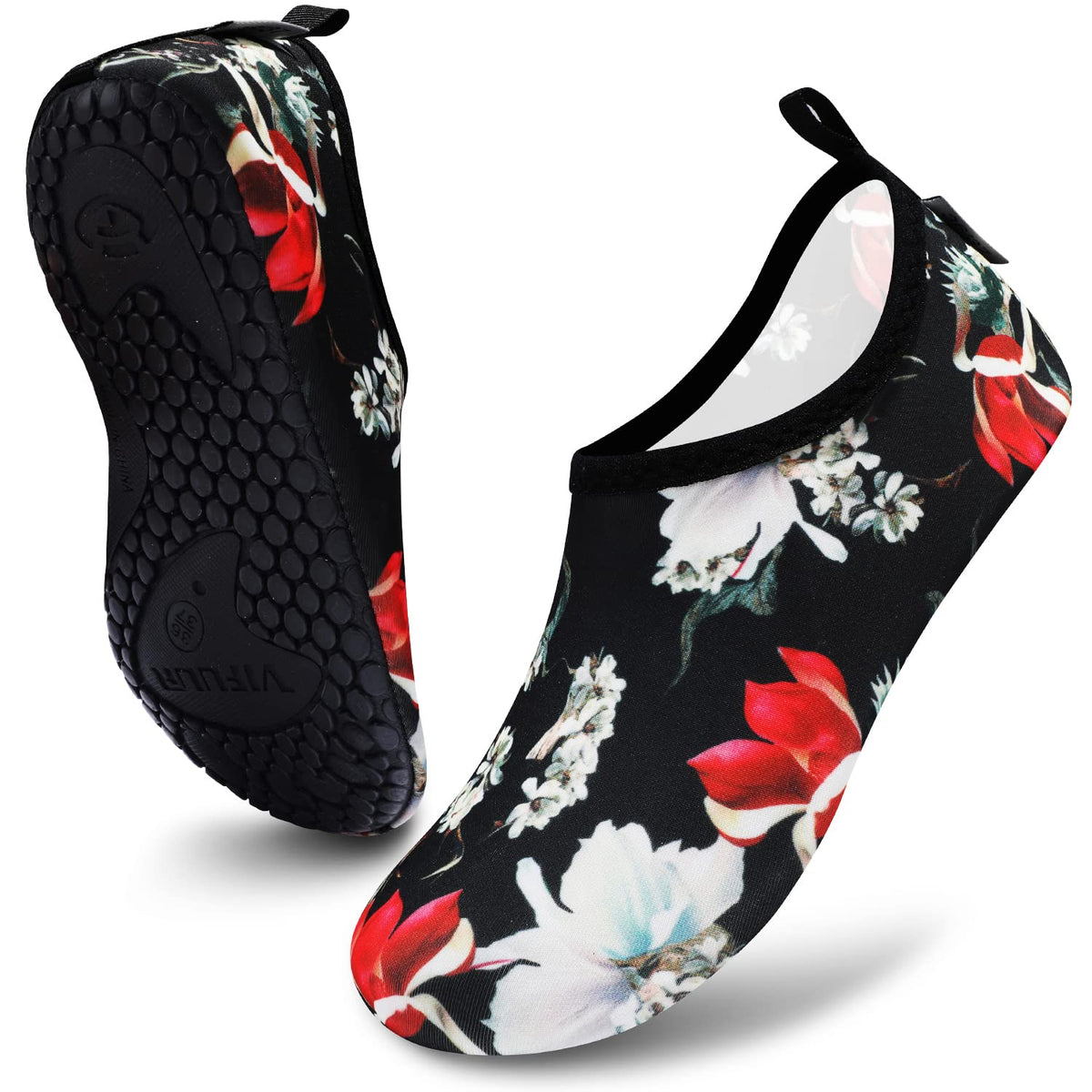 VIFUUR Water Sports Unisex Shoes Black Flower - 7.5-8.5 W US / 6-7 M US (38-39)