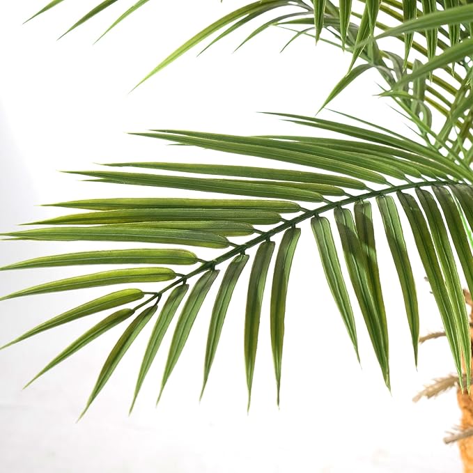 Artificial Phoenix Palm Tree 8ft Tall 2 Set – Fake Large Tropical Tree with 18 Adjustable Leaves, Outdoor Indoor Faux Sago Palm Plant for Living Room Patio Poolside Yard Decor (2, 8ft)