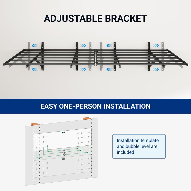 FLEXIMOUNTS 2x6ft Heavy Duty Garage Storage Shelving, 1600lbs Total Weight Capacity, 2 Pack Wall Organization System, 24 x75inch Rack Floating Shelves, Pro Series