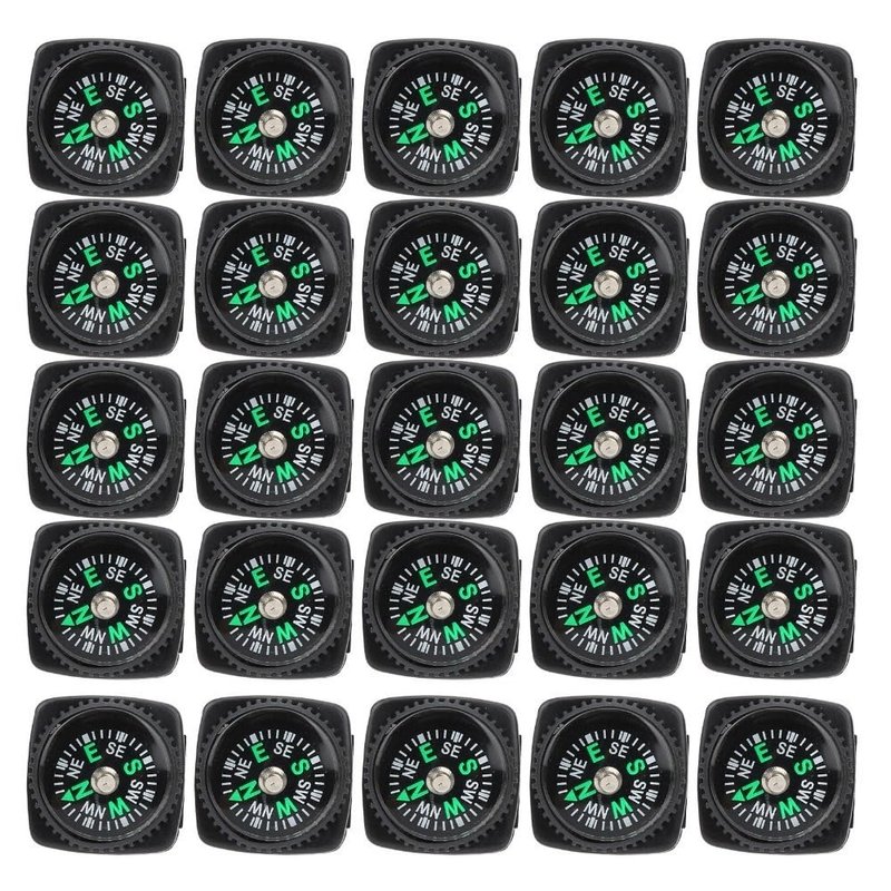 Chiffonade 25Pcs Mini Compass High Sensitivity Navigation Tool Compass for Outdoor Gear Camping Hiking Adventure Activities Accessory(Black)