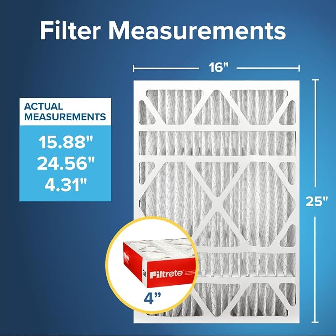 Filtrete 16x25x4 AC Furnace Air Filter, MPR 1000, MERV 11, Fits Lennox &