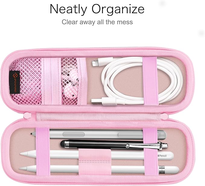 Fintie Holder Case for Apple Pencil Pro, Apple Pencil (USB-C / 1st / 2nd Generation), PU Leather Carrying Bag Sleeve Compatible with Pen, USB Cable, Samsung Stylus, Rose Gold