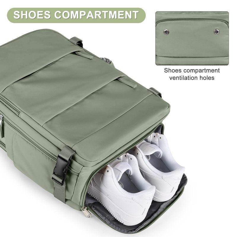 coofay Travel Backpack For Women Men Airline Approved Carry On Backpack Flight Approved Waterproof Sports Luggage Backpack Casual Daypack Small Hiking Backpack Grey Green