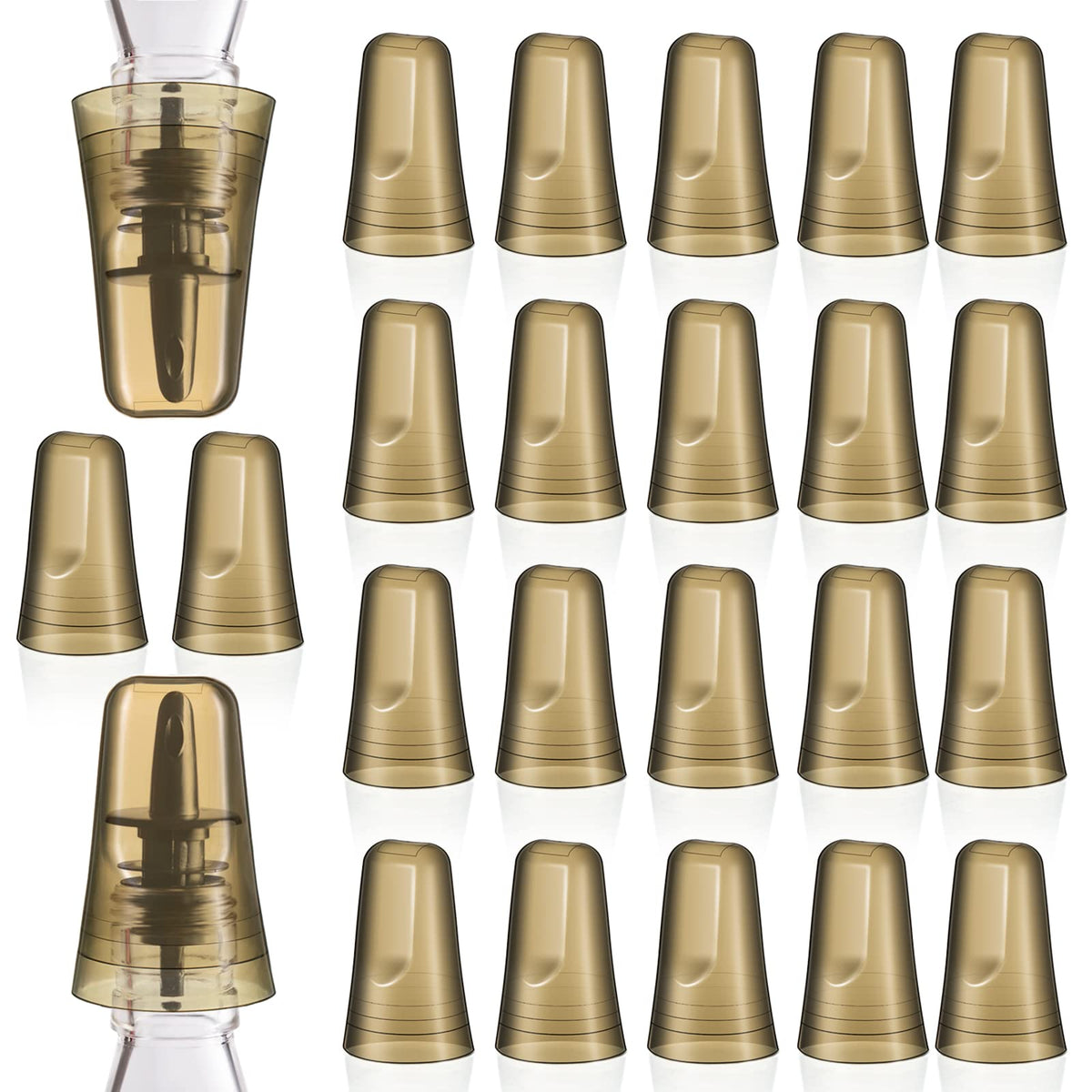 Chengu 24 Pieces Liquor Bottle Covers Pour Spout Covers Bar Toppers for Bottles Universal Pour Dispenser Dust Translucent Silicone Rubber Spout Caps for Bar Home Kitchen Tools Supplies (Black)