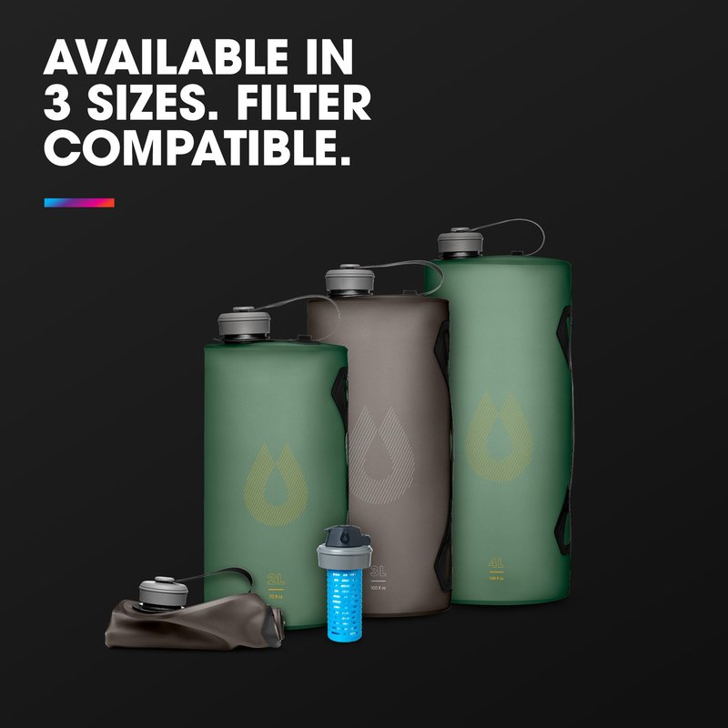 HydraPak Seeker - Collapsible Camping Water Storage (2L) - BPA & PVC Free, Hydration Reservoir Bag, Leak Proof - Sutro Green