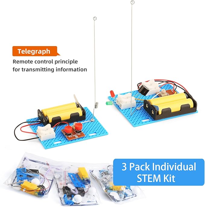 3 Set Telegraph STEM Kits Bulk, Science Kits for Kids Age 8-12, Engineering STEM Building Toys for Boys Ages 8-13, Crafts for Boys Girls 8-10, Build A Coding Robot 10-12