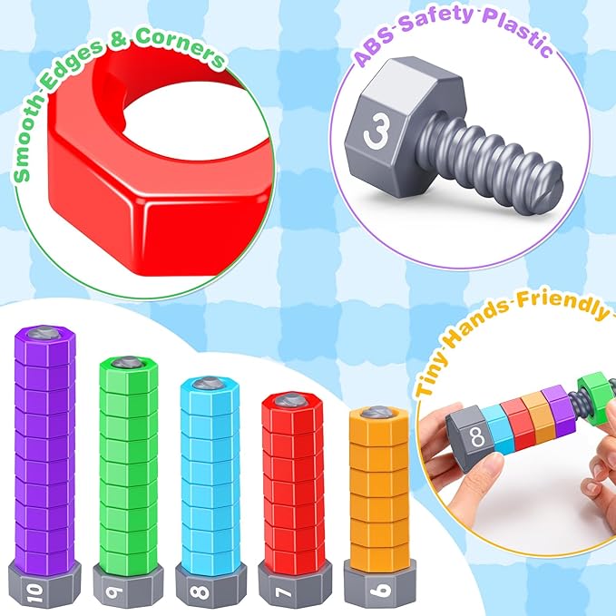 2-in-1 Montessori Counting & Stacking Toys for Toddlers Ages 1-5 Autism Sensory Toys for Kids Preschool Educational Spinning Learning Games Birthday Xmas Gifts for Boys Girls 1-5 Year Old