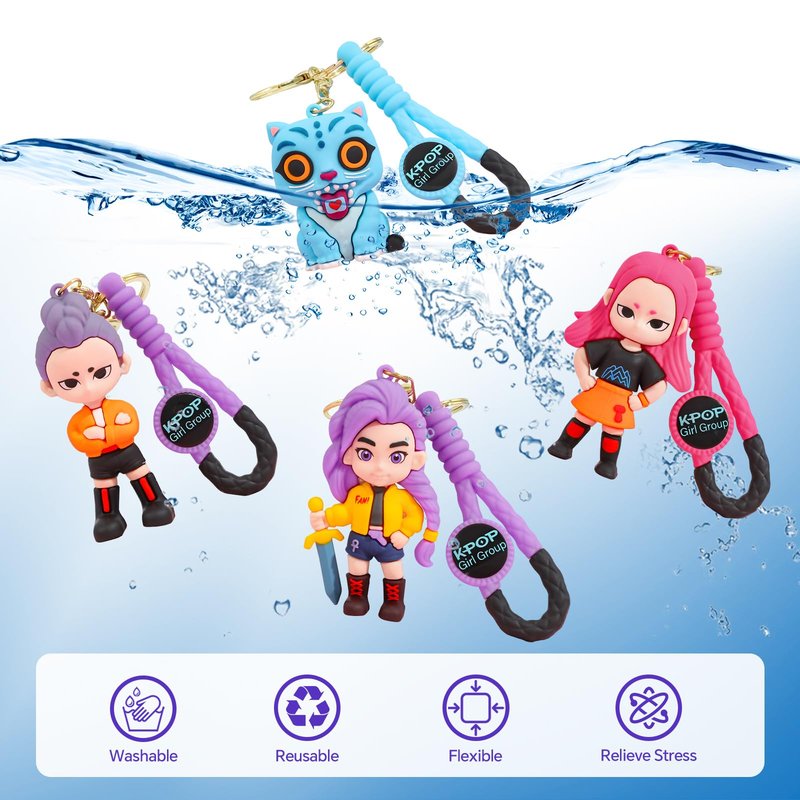 Bellicremas Demon Hunters Keychain Set of 4, Cute Doll Figurine Collectible - Official Demon Hunters Merch for Fans, Bag Charm & Toys Gift