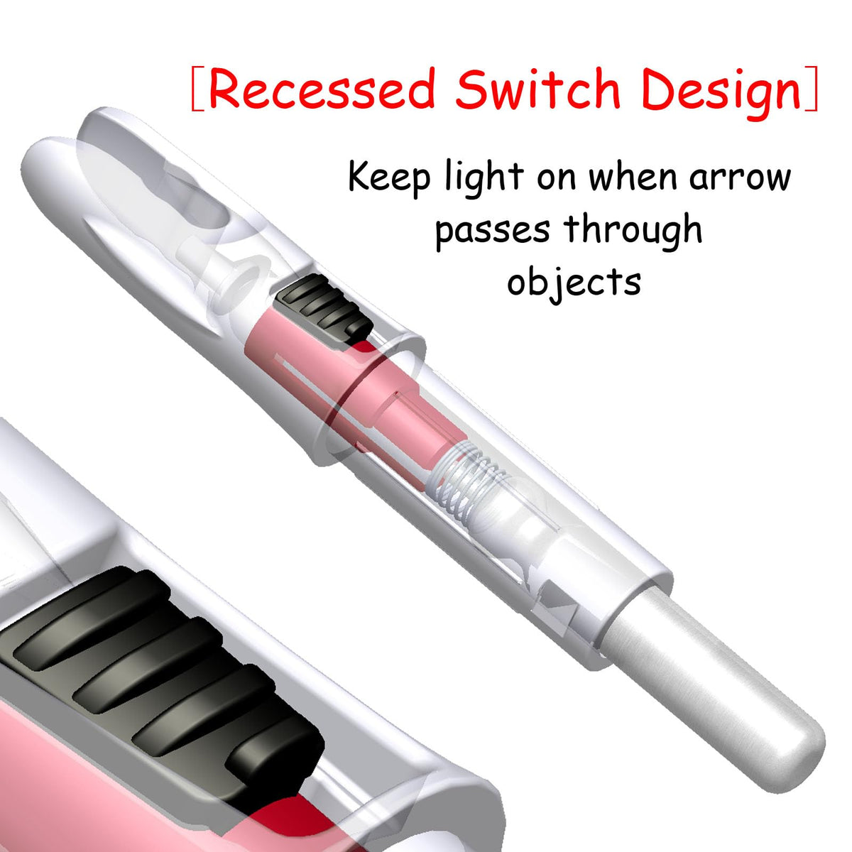 CosiComu 6PCS Lighted Nocks for Arrows with .246/ .244/ .233/ .204/ .165 Inside Diameter Bolts with ON/Off Switch Light up Knocks Compound Bow Arrow Nocks for Hunting Shooting