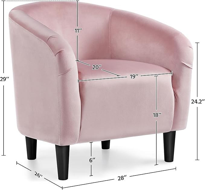 Yaheetech Barrel Chairs, Furry Accent Chairs with Soft Padded Armrest for Living Room Bedroom Waiting Room Office, Set of 2, Pink