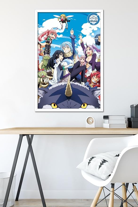 Trends International That Time I Got Reincarnated As A Slime - Group Wall Poster, 22.375" x 34", White Framed Version