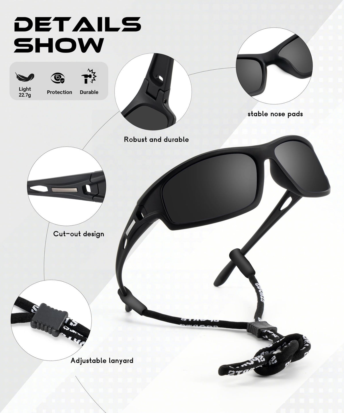 OUKEMAX Polarized Sunglasses Men Sports-Sunglasses: Wrap Around Sun Glasses for Running Cycling Golf UV Protection 3 Pack